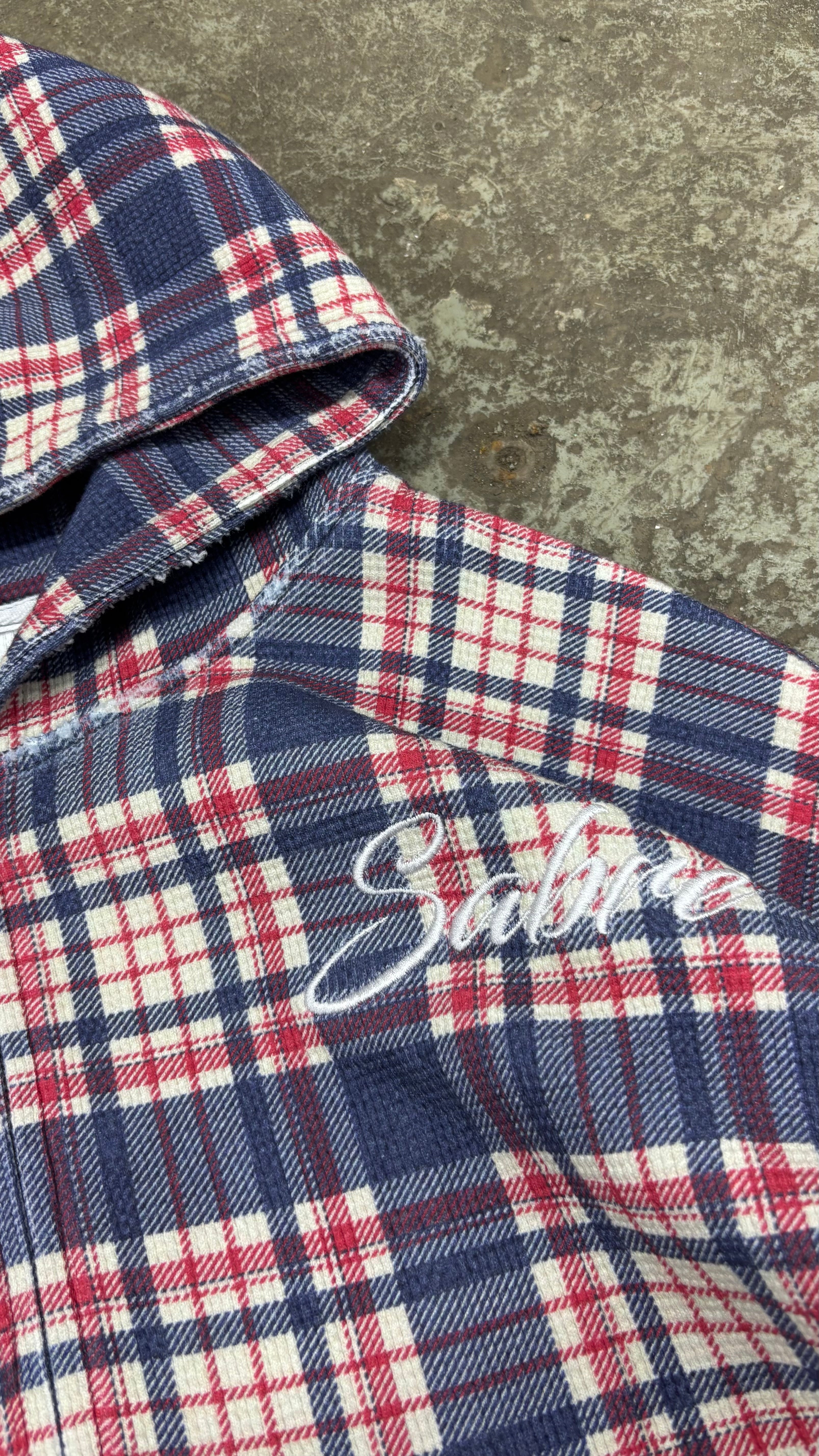 Plaid Waffle Knit Zip Up